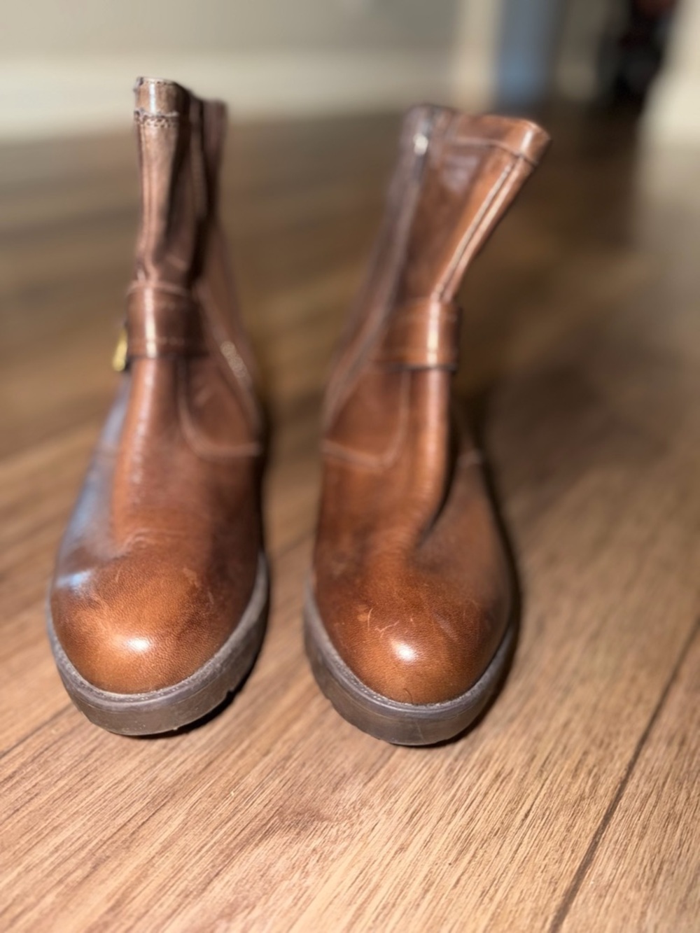 Earth Brown Leather Ankle Boots size 8